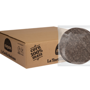 Tortilla de maíz azul de 15 cm (caja de 240 unidades).